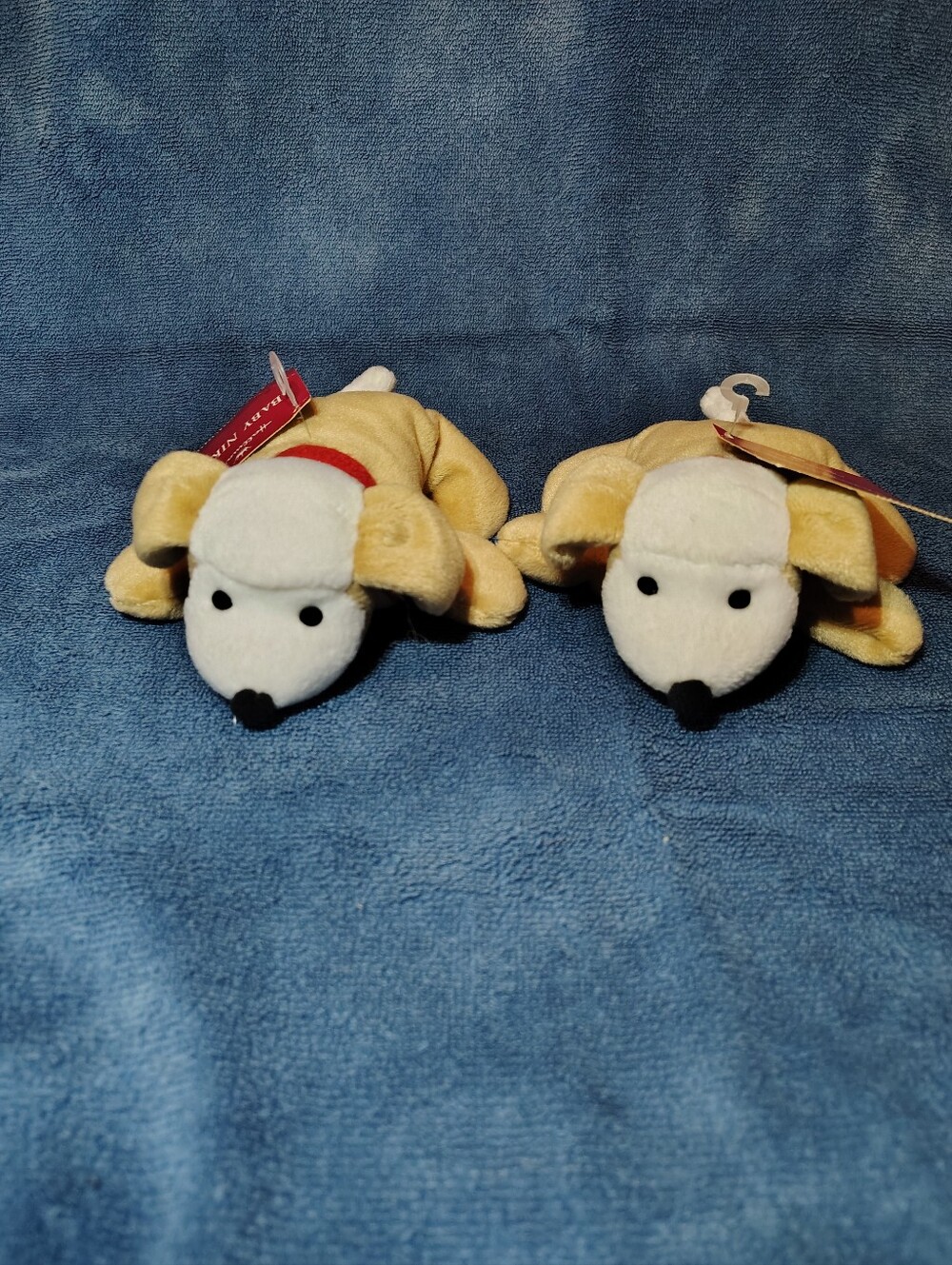 Hallmark Plush Puppy Dog Toys - Cream and White with Red Collar